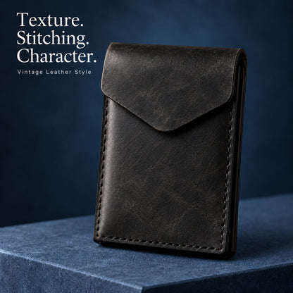 Handmade Genuine Leather Magnetic Wallet – Slim Card & Cash Holder for Men