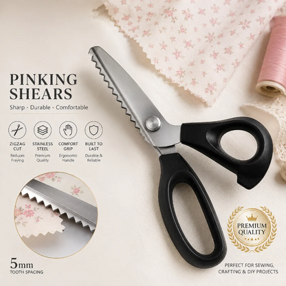 Stainless Steel Pinking Shears – 9.1' Zig Zag Fabric Scissors for Sewing, Quilting, Dressmaking & DIY Crafts