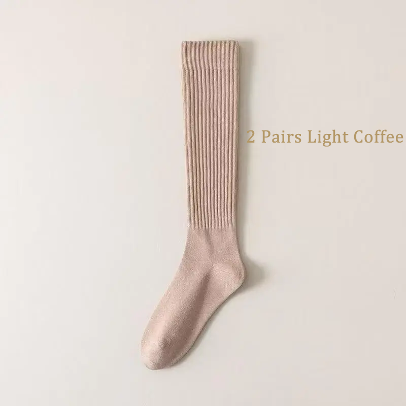 Women's 2-Pair Thick Cute Slim-Fit Solid Color Calf Boot Socks