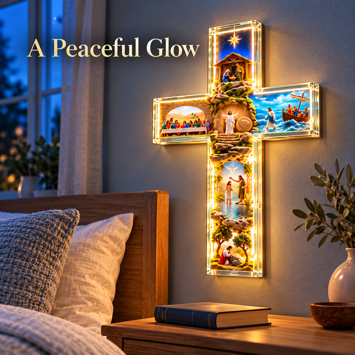 🙏✝️ The Story of Jesus Illuminated Cross ✨ 6 Biblical Scenes & Meaningful Christian Gift