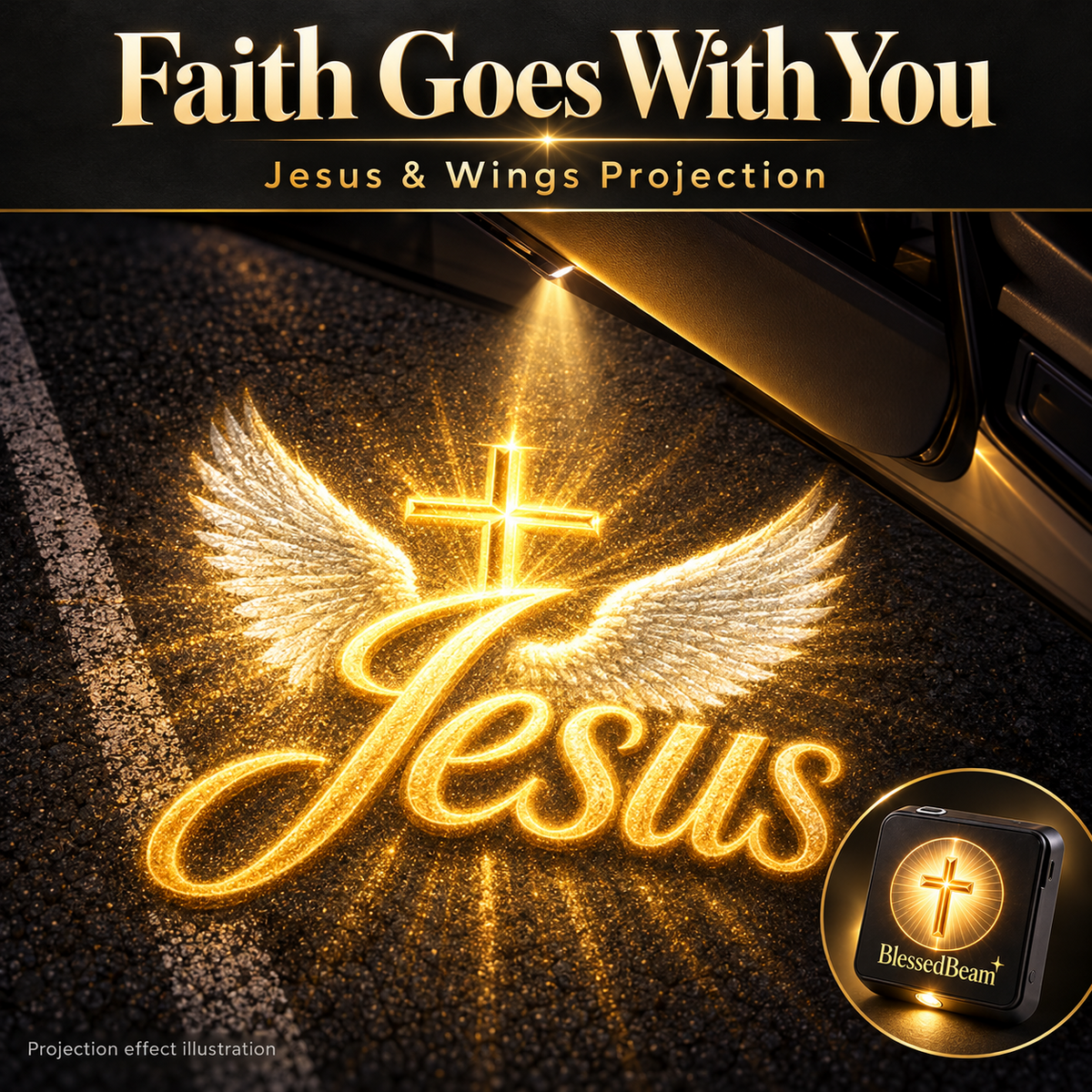 ✝️✨ Christian Car Door Projector Light – Illuminate Every Drive with Faith! 🚗🙏