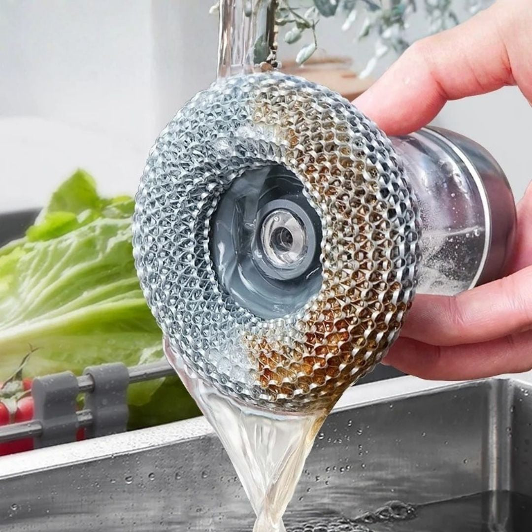 2-in-1 Soap Dispensing Dish Scrubber – Refillable Palm Brush for Kitchen Cleaning