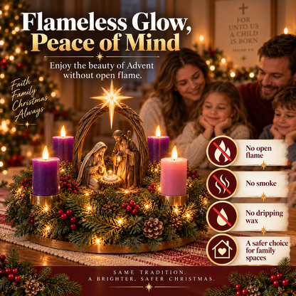 49% OFF✝️ Lighted Nativity Advent Wreath – A Sacred 4-Week Christmas Tradition🕯️