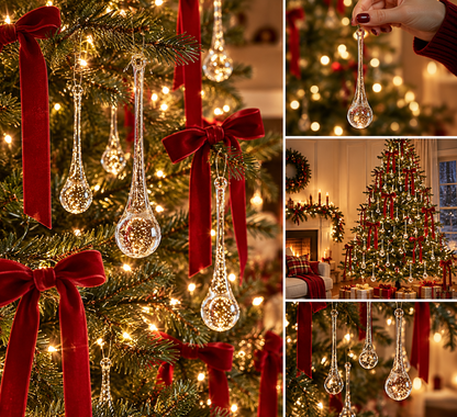Crystal Teardrop Christmas Ornaments – Elegant Hanging Tree Decorations