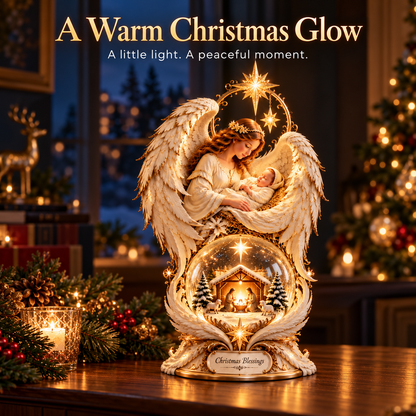 ✨ Christmas Blessings Light-Up Angel & Nativity Christmas Centerpiece