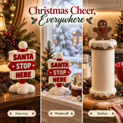 🍪 Playable Double-Style Corner Tissue Container, Fun Christmas Accent for Kitchen & Foyer