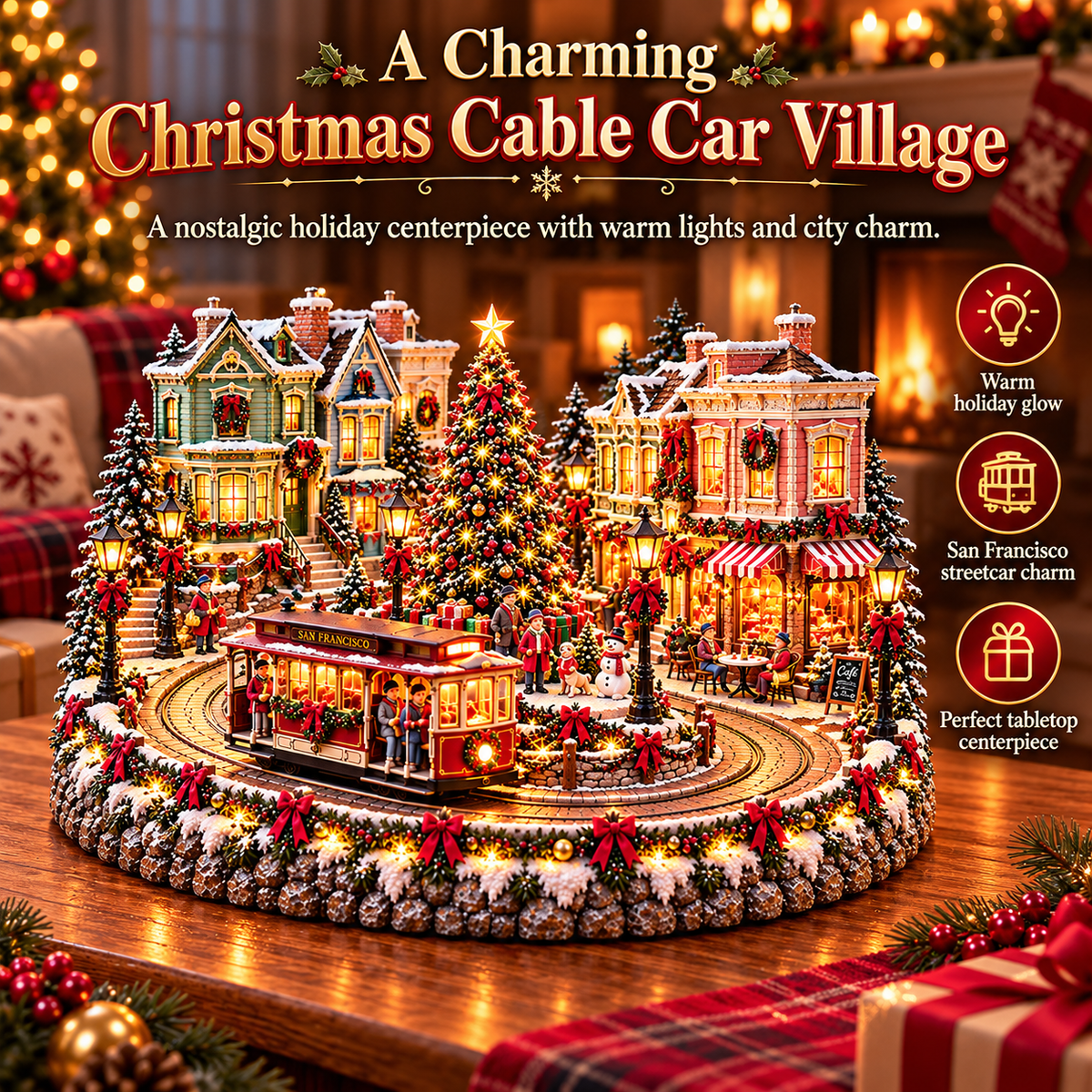 🚋🎄 Christmas City Railway  – Lighted San Francisco Cable Car & Chicago Train Holiday Scenes