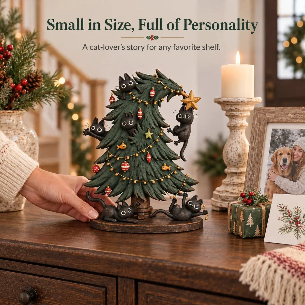 🎄🐱 Cute Black Cat Christmas Tree Decor