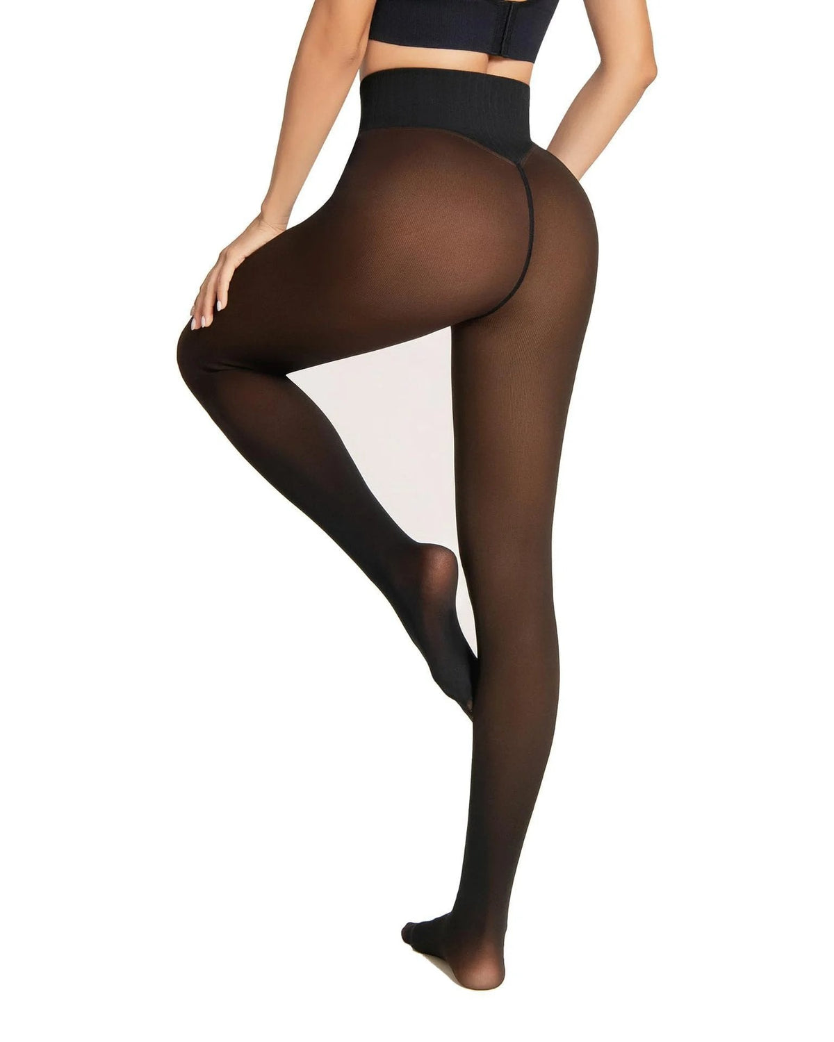 🧦 Fleece Lined Fake Translucent Tights | High Waist Butt Lifting Thermal Pantyhose for Women