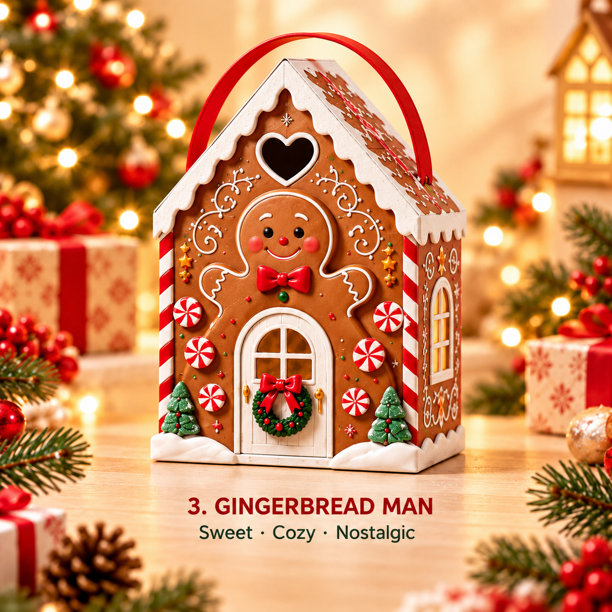 Christmas Cottage Gift Box with Handle – Festive House-Shaped Holiday Packaging