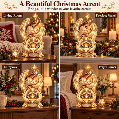 ✨ Christmas Blessings Light-Up Angel & Nativity Christmas Centerpiece