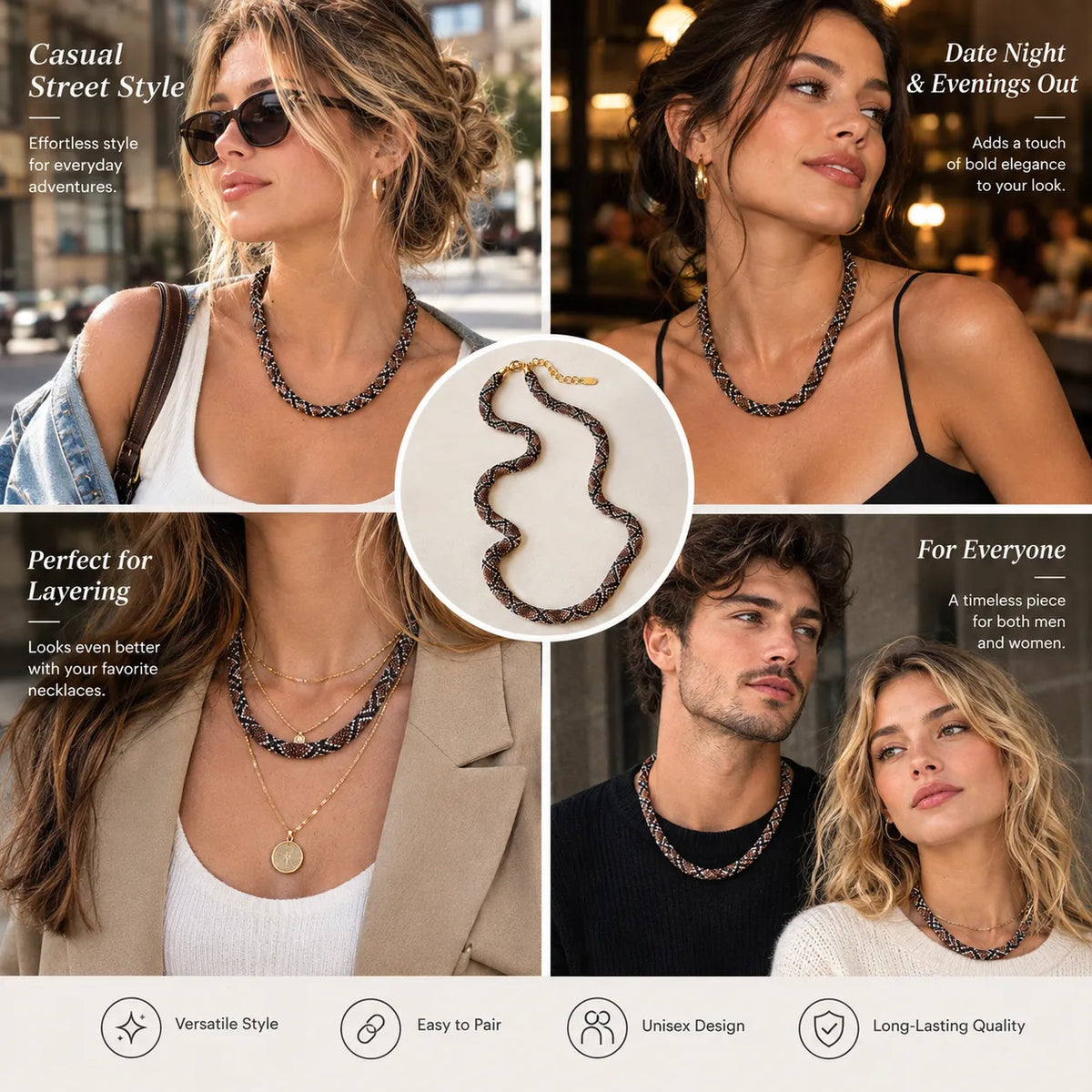 Snake-Inspired Necklace – Bold Statement Jewelry for Men & Women