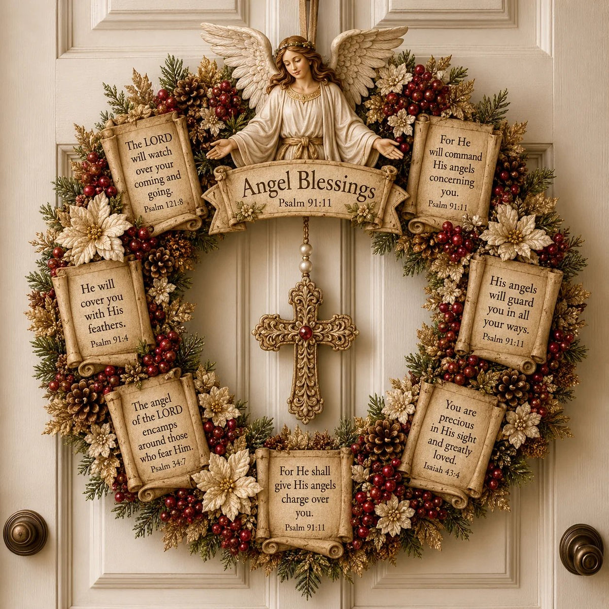 Christian Scripture Wreath Collection – Wood Faith-Inspired Décor（🔥Buy 2 Free Shipping）