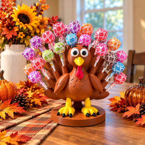 🦃 Sweet Turkey Lollipop Holder – Playful Thanksgiving Candy Display