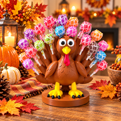 🦃 Sweet Turkey Lollipop Holder – Playful Thanksgiving Candy Display