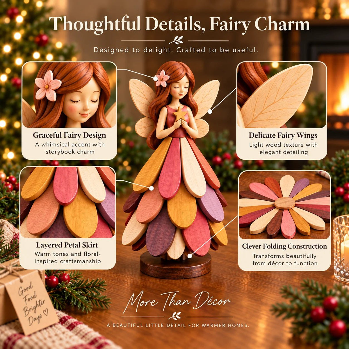🌸Fairy Bloom Trivet – Folding Fairy Décor & Heat-Resistant Table Protector
