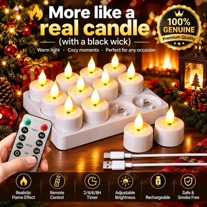Rechargeable Flameless Tealight Candles – USB-C LED Candles with Remote & Timer