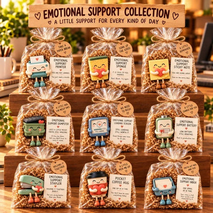 💖 Emotional Support Desk Companions 🎁 Funny Coworker Gift with Encouraging Message Card
