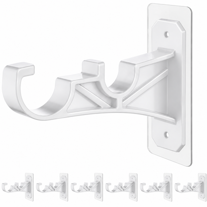🏡 No-Drill Double Curtain Rod Brackets – Self-Adhesive 4-Pack - Rustic Brown
