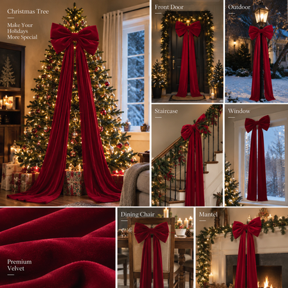 Velvet Christmas Tree Topper Bow, Large Bow for Christmas Tree Decorations