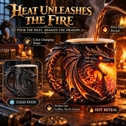 🔥 Last Day 49% OFF 🐉 Dragonfire 3D Heat-Reveal Magic Mug | Add a Hot Drink. Awaken the Dragon.🔥