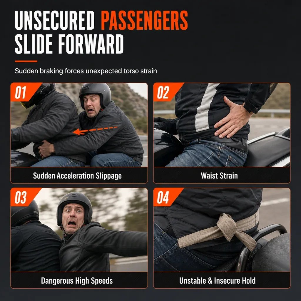 🏍️Motorcycle Passenger Grab Handle Belt – Non-slip, Adjustable, Heavy-Duty🛡️