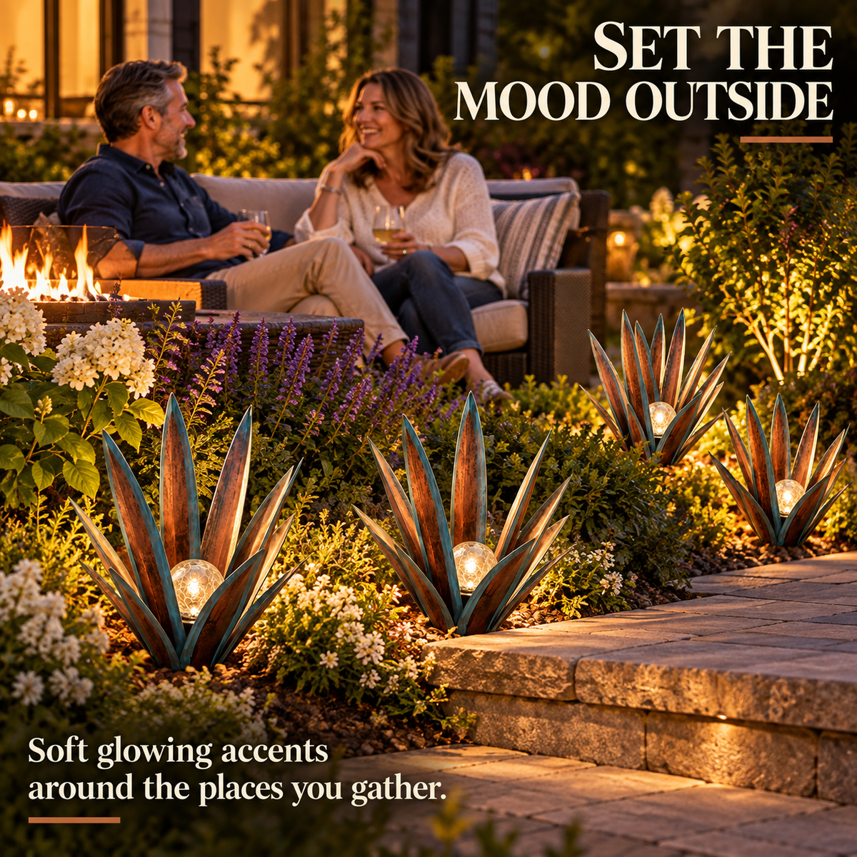 Glowing Solar Agave Garden Light