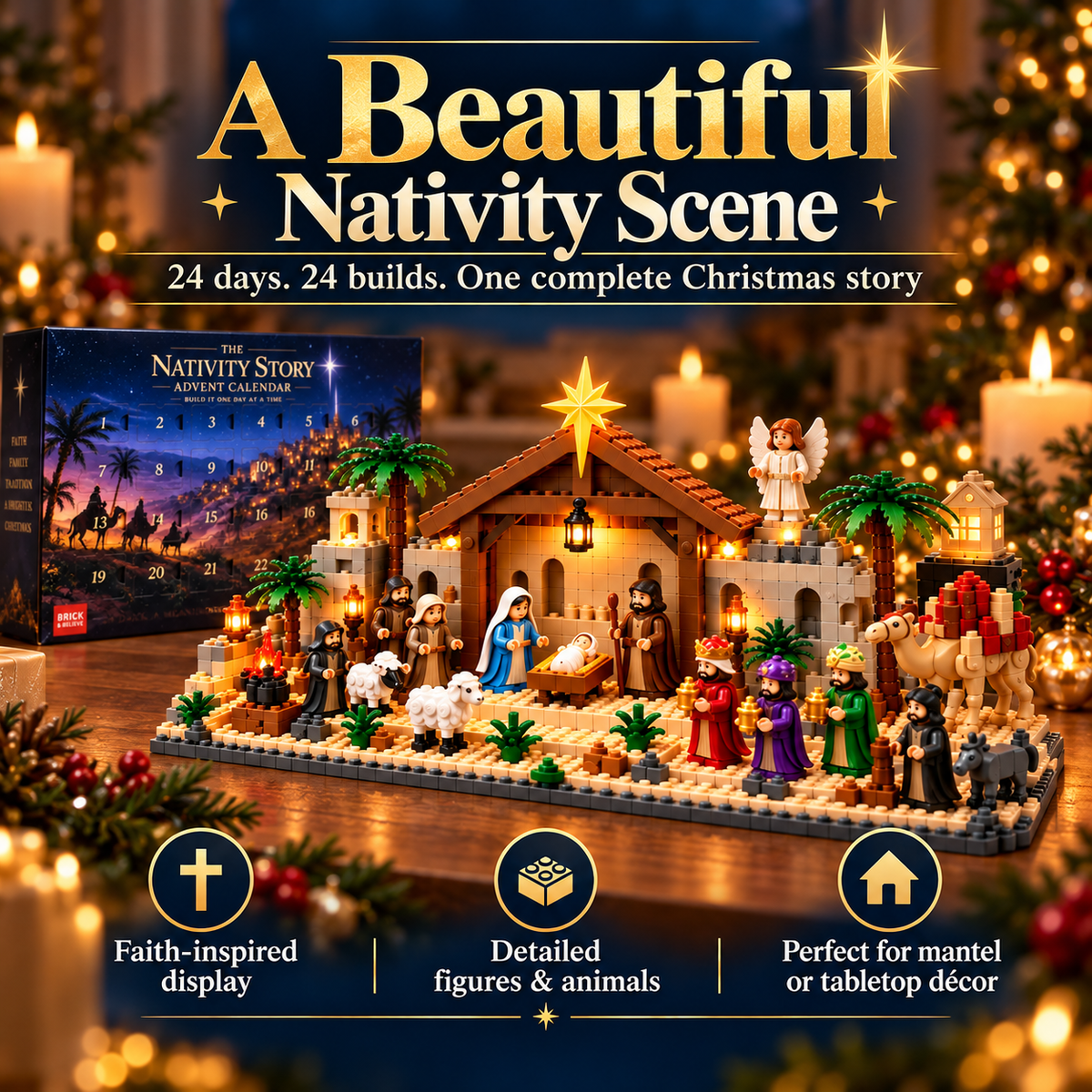 🎄 24-Day Nativity Building Advent Calendar – Build the Christmas Story Day by Day ✨🏠