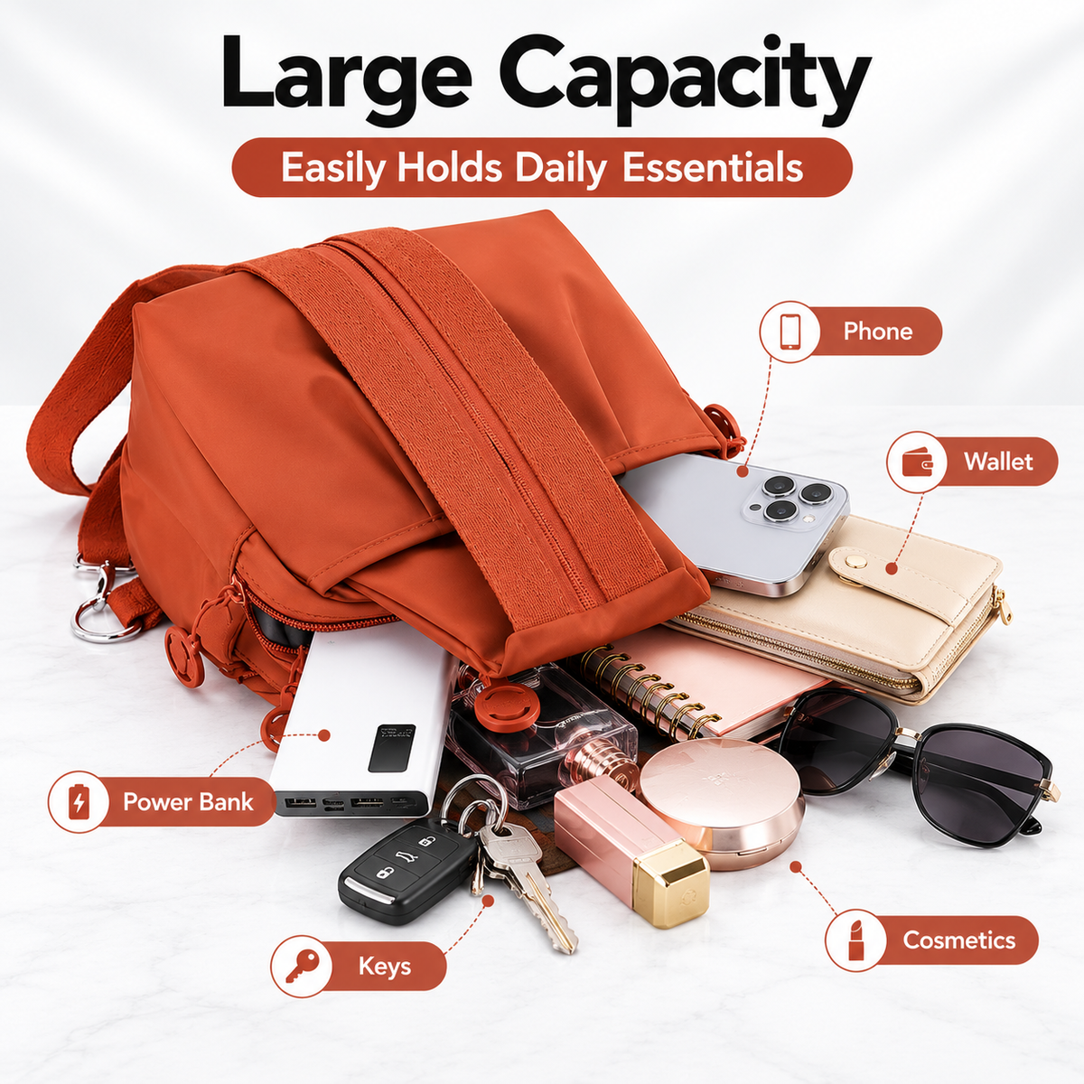 👜 Women’s Multi-Pocket Sling Backpack – Lightweight Water-Resistant Crossbody Bag