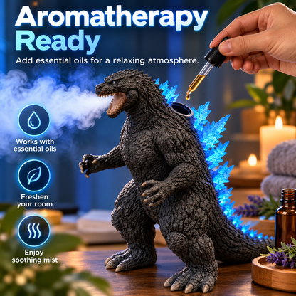 🌊💙 Kaiju Mist Diffuser Humidifier – Cool Mist, Blue LED Glow & Remote Control