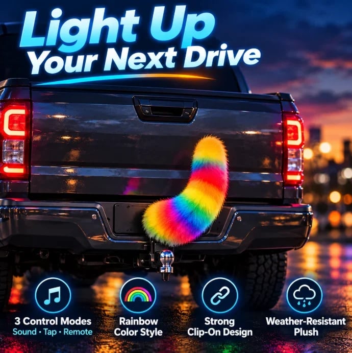 🎭 Light Up Plush Costume Tail | 3 Control Modes, Universal Clip-On for Conventions & Parties