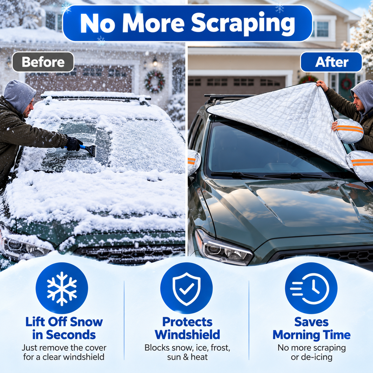 🚗 All-Season Magnetic Windshield Cover – Snow, Ice & Frost Protection