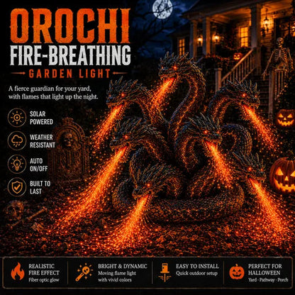 🔥 3-Headed Hellhound Halloween Light – Solar Fire-Breathing Yard Monster