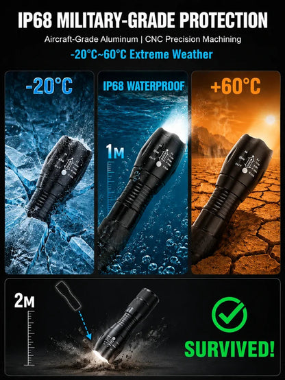 🔥HOT SALE 25K SOLD🔥🔦2 in 1 ⚡High Power Zoomable White Laser Protect Flashlight🛡️