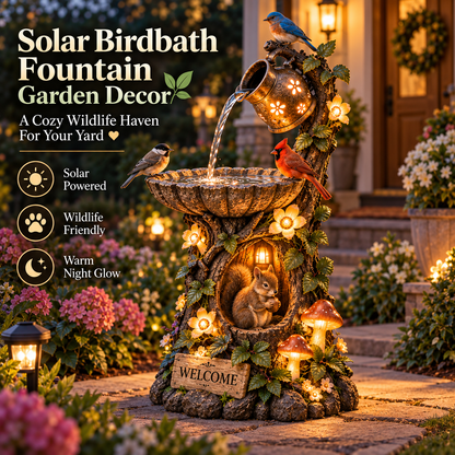🌿 🐿️Solar Wildlife Garden Fountain – A Peaceful Stop for Birds & Squirrels