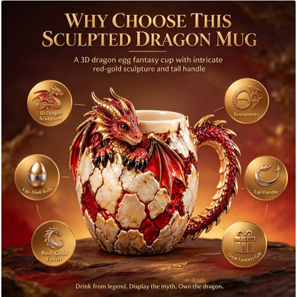 🐉🥚Dragon Egg Fantasy Sculpted Mug | 14oz Resin Coffee Cup for Dragon Lovers