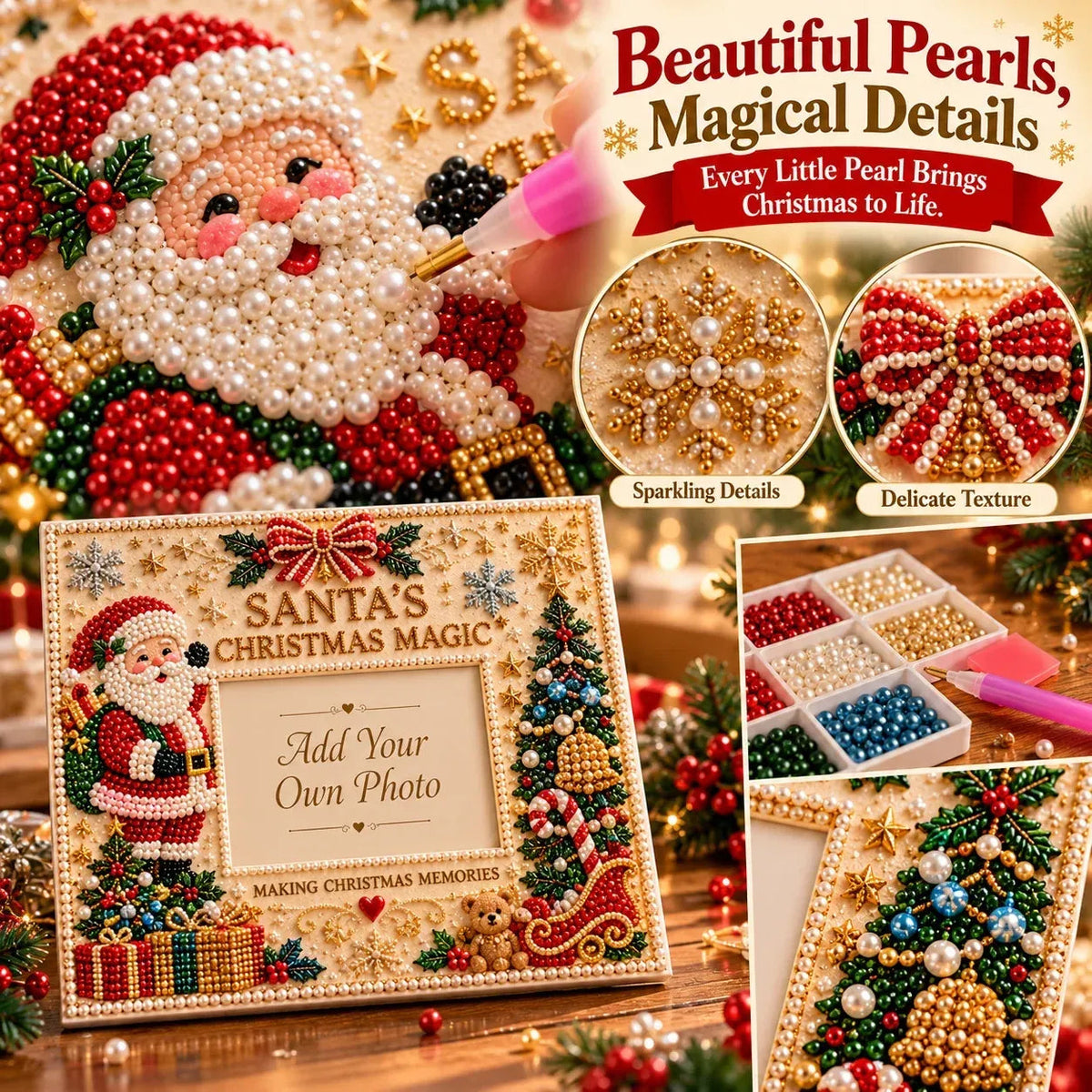 🎄 Christmas Memories, Made by You – DIY Pearl Photo Frame Kit