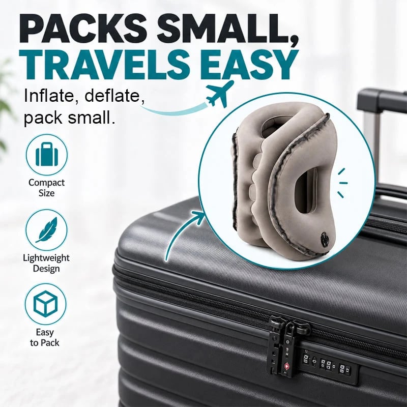 ✈️💤 Portable Inflatable Airplane Sleep Pillow — Forward & Side Rest Support