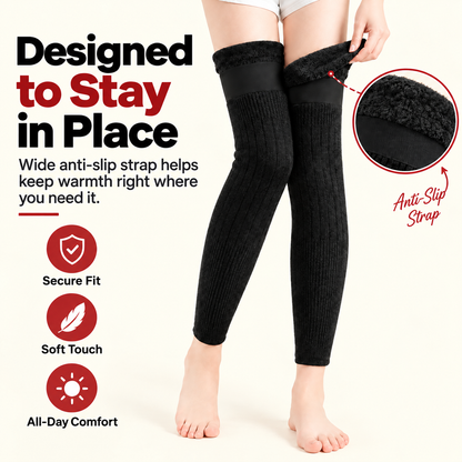 Fleece-Lined Long Knee & Leg Warmers for Women