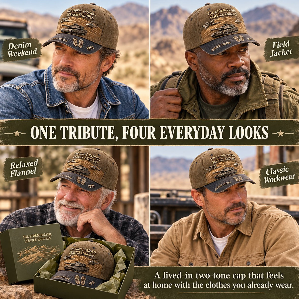 ⏳ Last Day 49% OFF – 🎖️ Desert Storm 1991 Veteran Cap | Vintage Washed Military Tribute 🧢