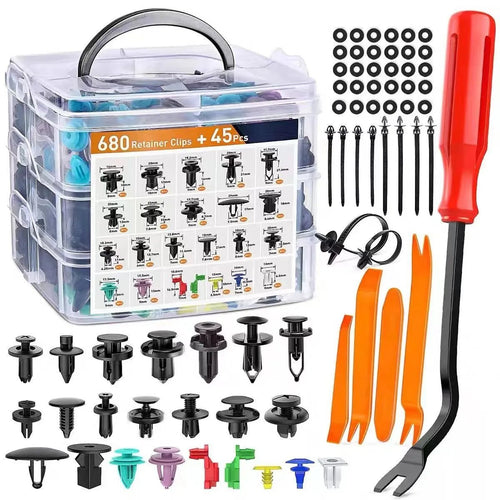 🚗 680-Piece Automotive Trim Clip Set with Fastener Removal Tools for Easy Panel Repairs