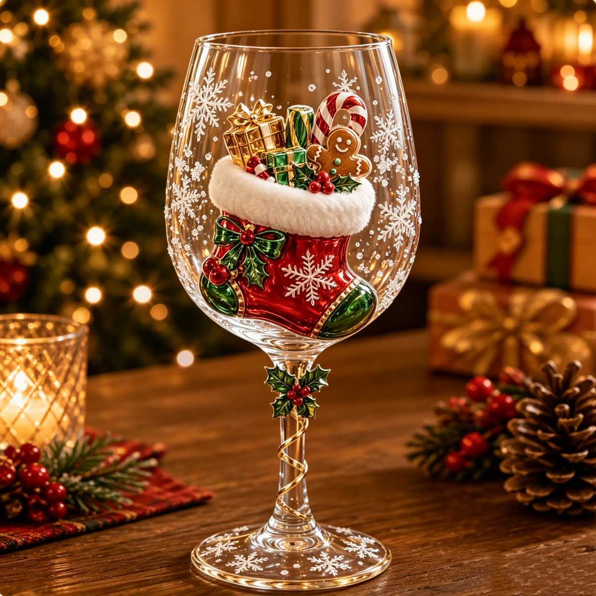 🎄 Christmas 3D Wine Glass Gift Box Set – Festive Holiday Glassware Collection ✨🎁