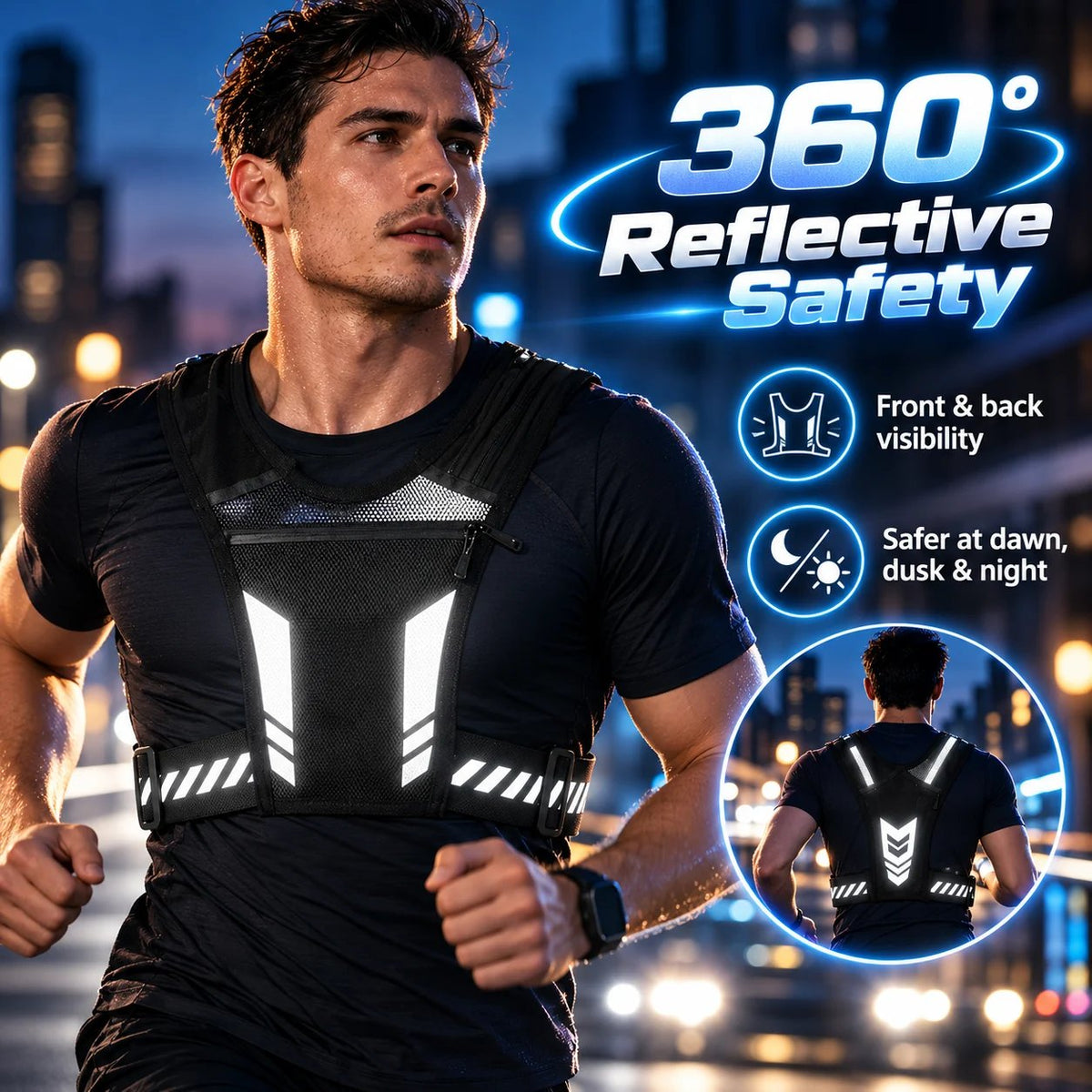 🏃 Lightweight Reflective Running Chest Vest Pack – Bounce-Free Phone Holder & Hydration Vest for Jogging & Hiking