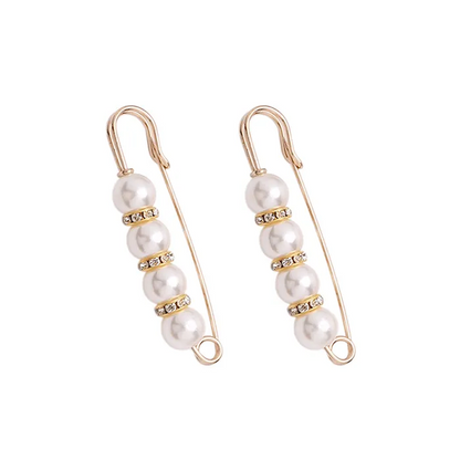 ✨ Pearl & Rhinestone Safety Pin Brooch – Elegant Decorative Fashion Accessory