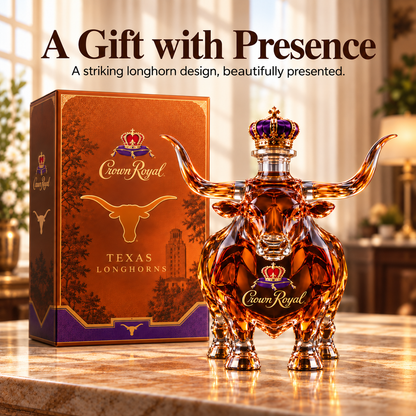 🐂 Texas Longhorn Collector’s Bottle 👑 Sculpted Display & Gift Box