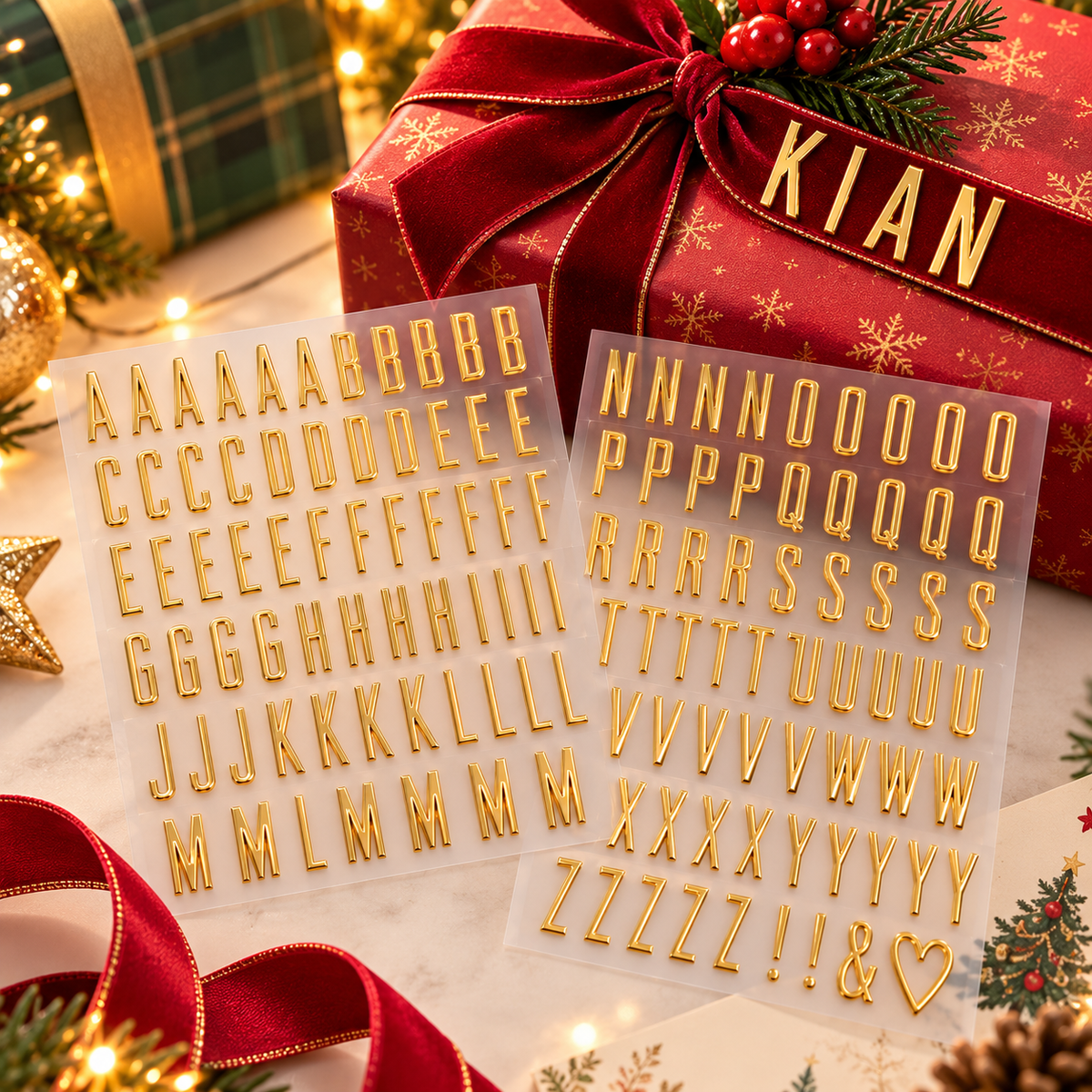 🎁✨ Personalized Gold Alphabet Stickers – Make Every Gift Extra Special!🎁✨3SETS(2PCS 1SET)