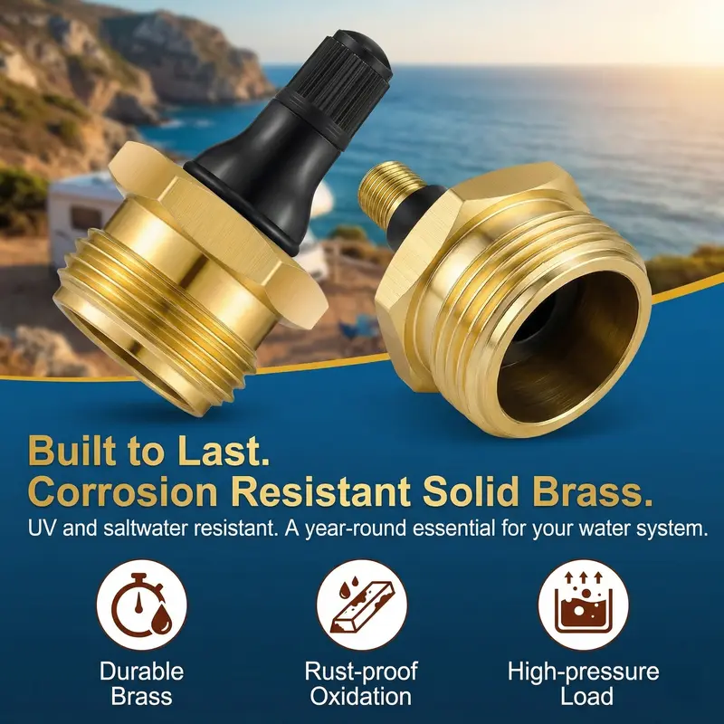 🔥2-Pcs Brass RV Blow Out Plugs with Drain Valve