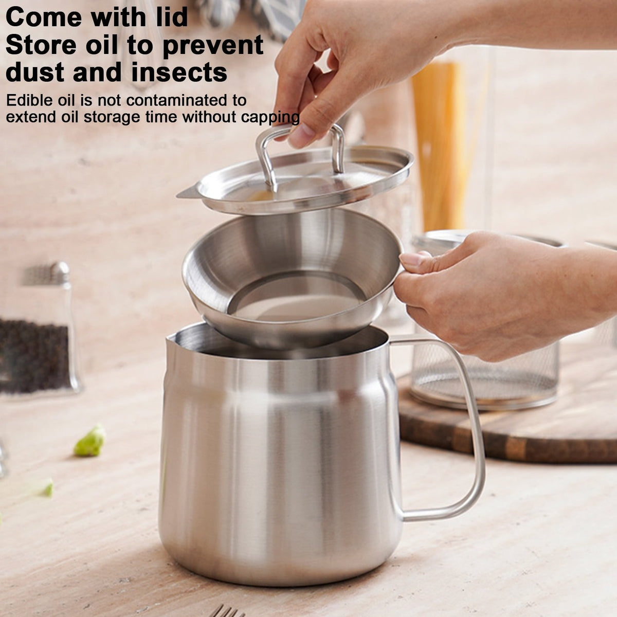 🍳 2-in-1 Stainless Steel Oil Strainer Pot & Deep Fryer - Reusable Cooking Oil