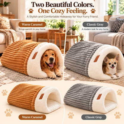 🐶 Plush Cozy Cave Dog Bed – Soft Enclosed Pet Retreat