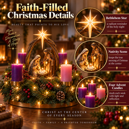 49% OFF✝️ Lighted Nativity Advent Wreath – A Sacred 4-Week Christmas Tradition🕯️
